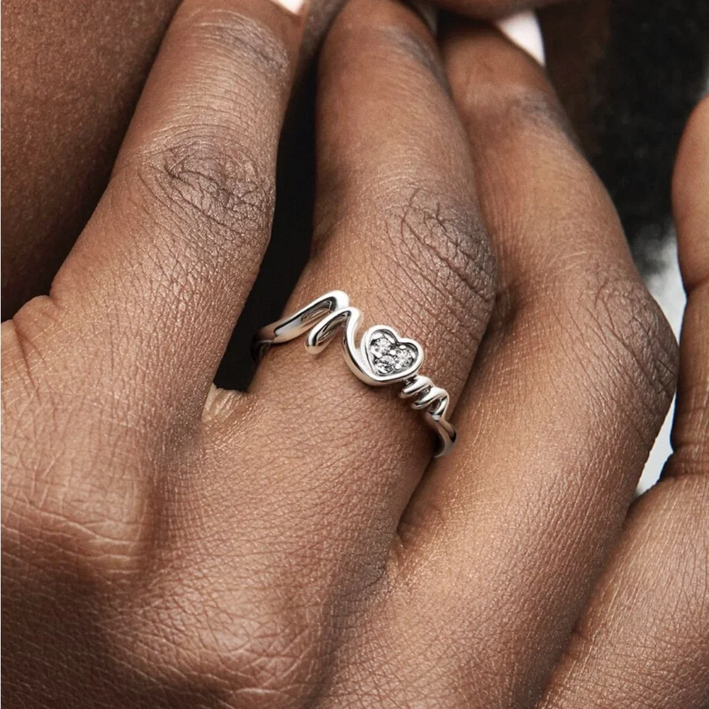 Pandoras Mom Pavé Heart Ring Sterling silver